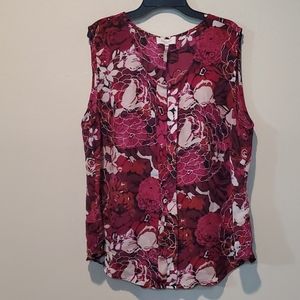 ❤LAUNDRY by SHELLI SEGAL FLOWY Sleeveless Blouse XL